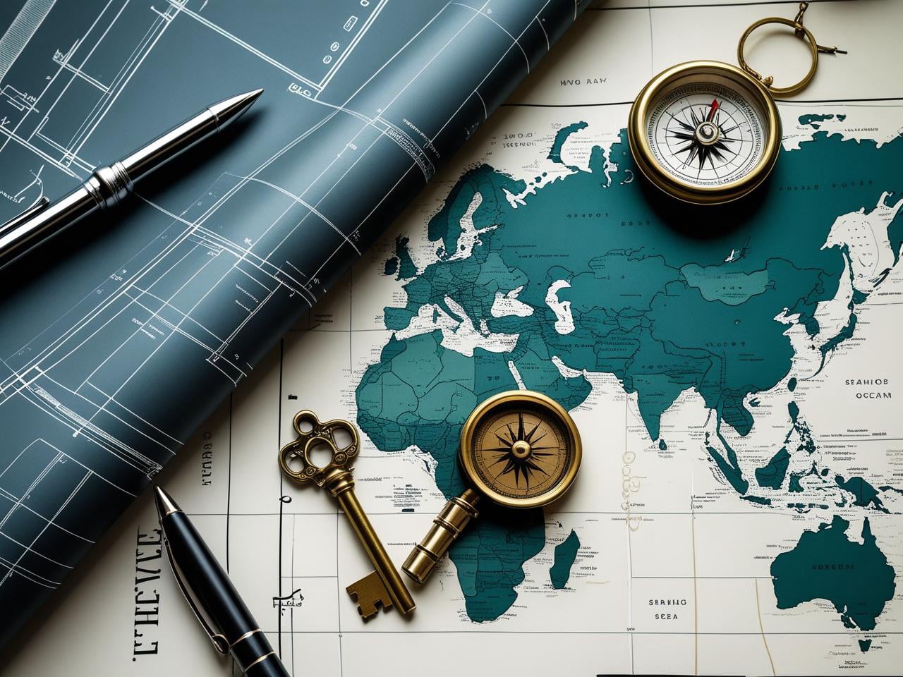 Map and blueprint imagery