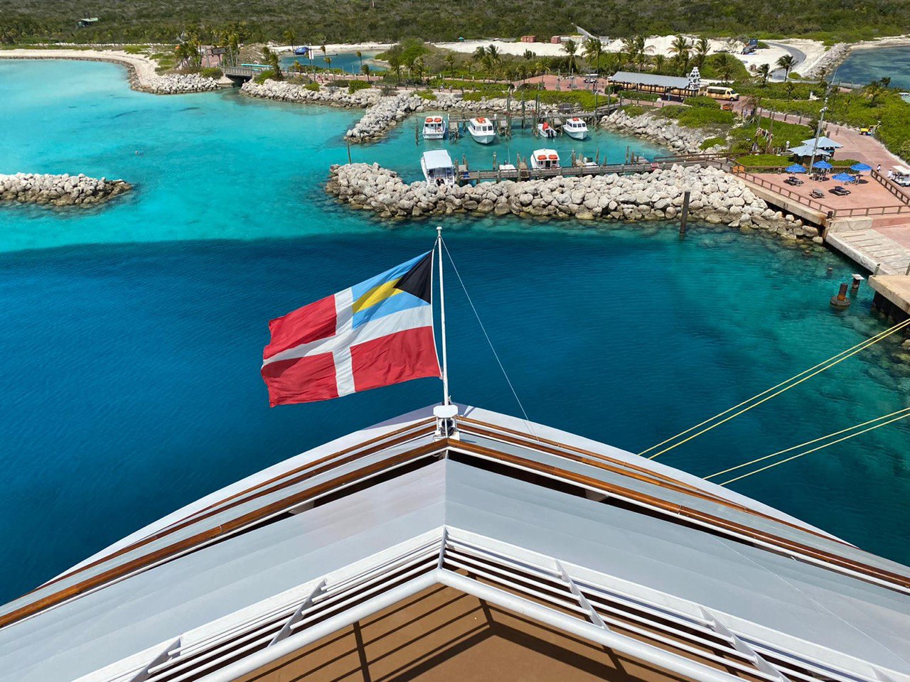 Cruise ship bow with Bermuda flag